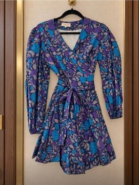 MILLE Blue & Purple Floral Wrap Dress Size M – New Without Tags-  Nan Wrap Dress